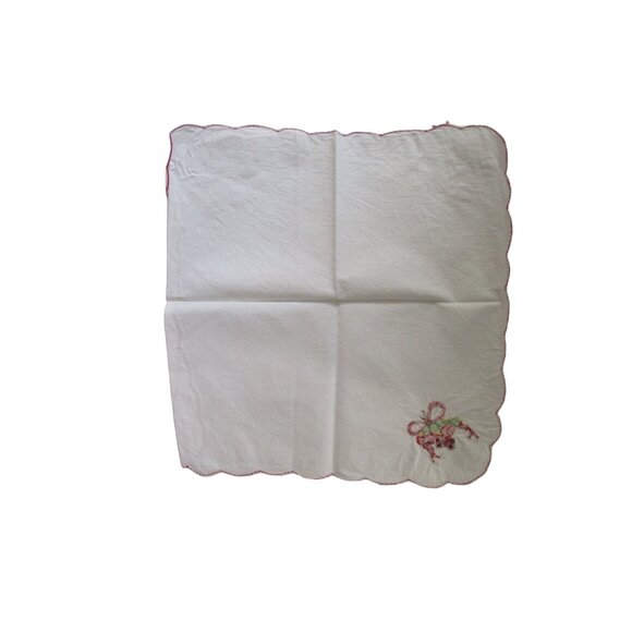 Vintage Embroidered Cotton Holiday Napkins Seven Festive Fruit Bow Design GUC - Picture 12 of 16